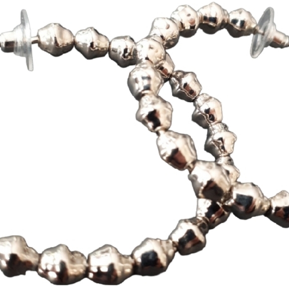 Silver ball hoops - Picture 3 of 3